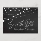 Invitation Carte Postale Chalkboard String Lights Wedding Enregistrer La Da (Devant)