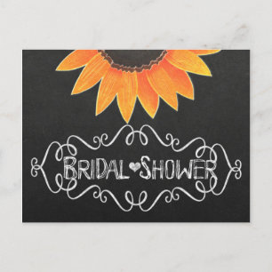 Invitation Carte Postale Chalkboard Sunflower Rustic Country Fête des marié