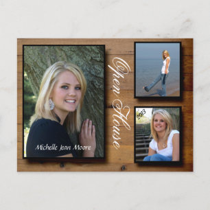 Invitation Carte Postale Chambre ouverte en bois de pays