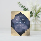 Invitation Carte Postale Champagne Gold Diamond Marine Aquarelle Mariage (Debout devant)