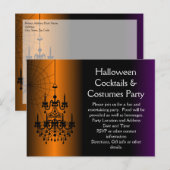 Invitation Carte Postale Chandelier d'Halloween orange/noir (Devant / Derrière)