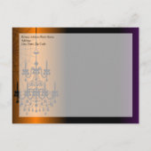 Invitation Carte Postale Chandelier d'Halloween orange/noir (Dos)