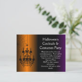 Invitation Carte Postale Chandelier d'Halloween orange/noir (Debout devant)