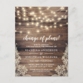 Invitation Carte Postale Changement de plan Mariage de feux de bois et de c (Devant)