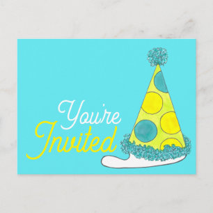 Invitation Carte Postale Chapeau de fête à pois pour anniversaire, vous ête