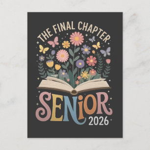 Invitation Carte Postale Chapitre Final Fleur de graduation senior 2026