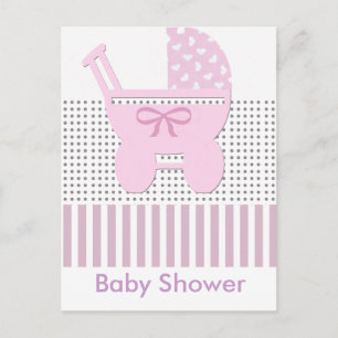 Invitation Carte Postale Chariot de baby shower
