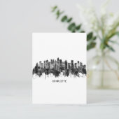 Invitation Carte Postale Charlotte North Carolina Skyline BW (Debout devant)