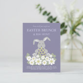 Invitation Carte Postale Chasse aux oeufs de lapin de Pâques et Brunch (Debout devant)