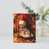 Invitation Carte Postale Chat avec chaussette sur la tête (Debout devant)