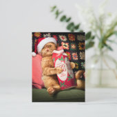 Invitation Carte Postale Chat buvant du lait de poule (Debout devant)