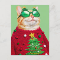 Chat dans un pull de Noël moche