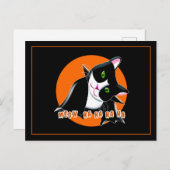 Invitation Carte Postale Chat d'Halloween (Devant / Derrière)