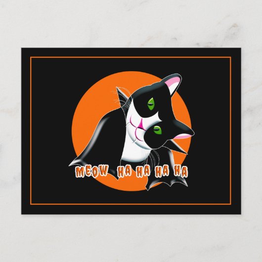 Invitation Carte Postale Chat d'Halloween (Devant)