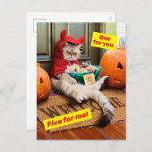 Invitation Carte Postale Chat diabolique grincheux (Devant / Derrière)