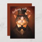 Invitation Carte Postale Chat drôle personnalisé pour garçon d'honneur (Devant / Derrière)