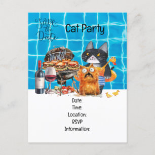 Invitation Carte Postale Chat Fête de chat parfaitement farfelue