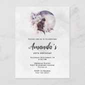 Invitation Carte Postale Chat noir devant une Pleine lune magique Anniversa (Devant)