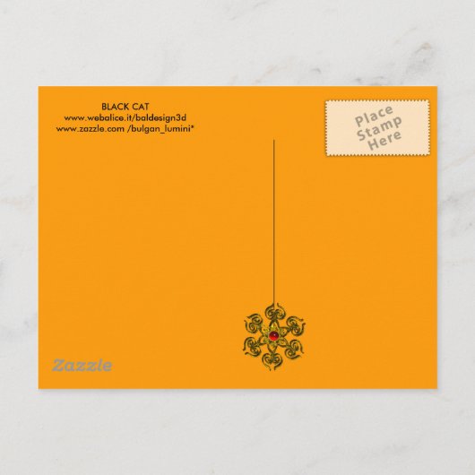 INVITATION CARTE POSTALE CHAT NOIR HALLOWEEN PARTY MONOGRAM (Dos)