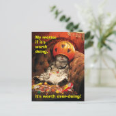 Invitation Carte Postale Chat sous le seau de bonbons (Debout devant)