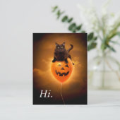 Invitation Carte Postale Chat sur un ballon d'Halloween (Debout devant)