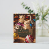 Invitation Carte Postale Chatons en boîte ornementale (Debout devant)