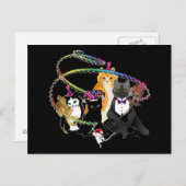 Invitation Carte Postale Chats de fête (Devant / Derrière)