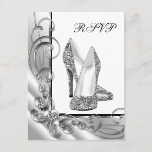 Invitation Carte Postale Chaussure haute talon argenté RSVP