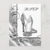 Invitation Carte Postale Chaussure haute talon Parties scintillant argent R (Devant)
