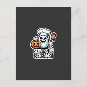 Invitation Carte Postale Chef Boo – Cuillère fantôme d'Halloween mignonne e