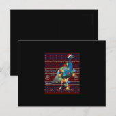 Invitation Carte Postale Chemise laide de Noël lumières paon Amoureux de ch (Devant / Derrière)