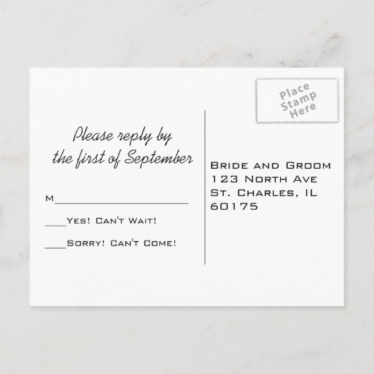 Invitation Carte Postale Chêne d'automne Leaf de mariage RSVP réponse (Dos)