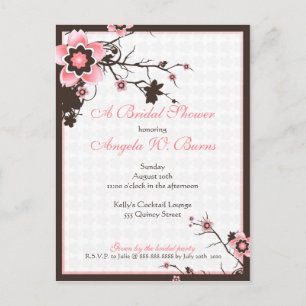 Invitation Carte Postale Cherry Blossom Fête des mariées personnalisée mode