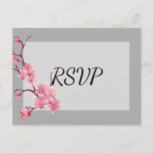 Invitation Carte Postale Cherry Blossom RSVP