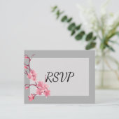 Invitation Carte Postale Cherry Blossom RSVP (Debout devant)