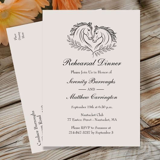 Invitation Carte Postale Cheval Rustique Mariage campagnard occidental