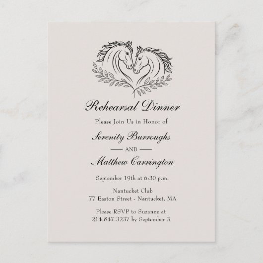 Invitation Carte Postale Cheval Rustique Mariage campagnard occidental (Devant)