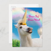 Invitation Carte Postale Cheval Unicorn Et Arc En Ciel (Devant / Derrière)