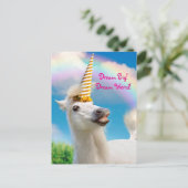 Invitation Carte Postale Cheval Unicorn Et Arc En Ciel (Debout devant)