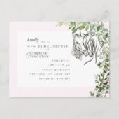 Invitation Carte Postale Chevaux Rustiques Nuzzant Fête des mariées rose (Devant)