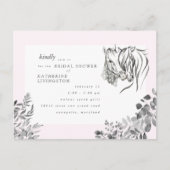 Invitation Carte Postale Chevaux Rustiques Nuzzant Fête des mariées rose (Devant)