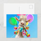 Invitation Carte Postale Chèvre avec pétards de fête (Devant / Derrière)