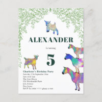 Chèvres Aquarelle Folithe Fête d'anniversaire