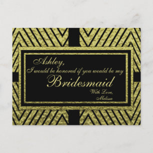 Invitation Carte Postale Chevron Or Moderne - Serez-Vous Ma Femme D'Accueil