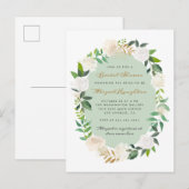 Invitation Carte Postale Chic crème d'aquarelle Fête des mariées de couronn (Devant / Derrière)