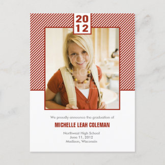 Invitation Carte Postale Chic Diagonals Graduation Faire-part/Invitation