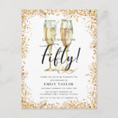 Invitation Carte Postale Chic Gold Parties scintillant 50e fête d'anniversa (Devant)