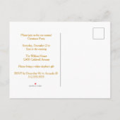 Invitation Carte Postale Chic Gold Snowflakes Christmas Tree Custom Party (Dos)