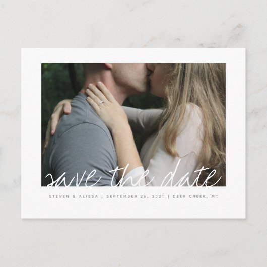 Invitation Carte Postale Chic Hand Lettered Enregistrer la date (Devant)