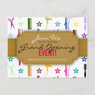 Invitation Carte Postale Chic Hues Multicolore Salon des cheveux Grand Ouve